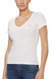 TOMMY JEANS SLIM ESSENTIAL RIB V SS T-SHIRT ΜΠΛΟΥΖΑ ΓΥΝΑΙΚΕΙΑ WHITE