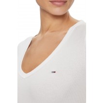 TOMMY JEANS SLIM ESSENTIAL RIB V SS T-SHIRT ΜΠΛΟΥΖΑ ΓΥΝΑΙΚΕΙΑ WHITE