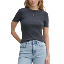 CALVIN KLEIN JEANS WASHED WOVEN LABEL RIB FIT TEE T-SHIRT ΜΠΛΟΥΖΑ ΓΥΝΑΙΚΕΙΑ WASHED BLACK