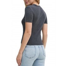CALVIN KLEIN JEANS WASHED WOVEN LABEL RIB FIT TEE T-SHIRT ΜΠΛΟΥΖΑ ΓΥΝΑΙΚΕΙΑ WASHED BLACK
