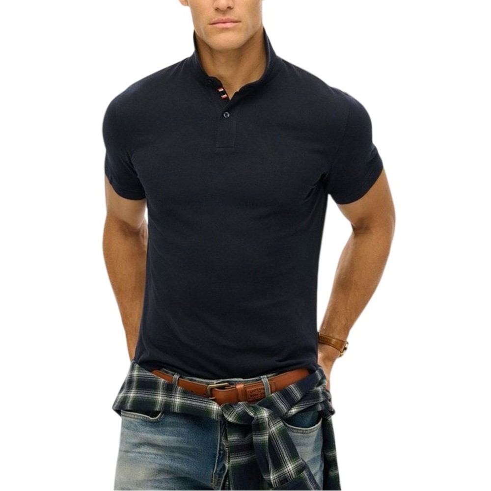 SUPERDRY D1 STUD CITY PIQUE POLO T-SHIRT ΜΠΛΟΥΖΑ ΑΝΔΡΙΚΗ ECLIPSE NAVY
