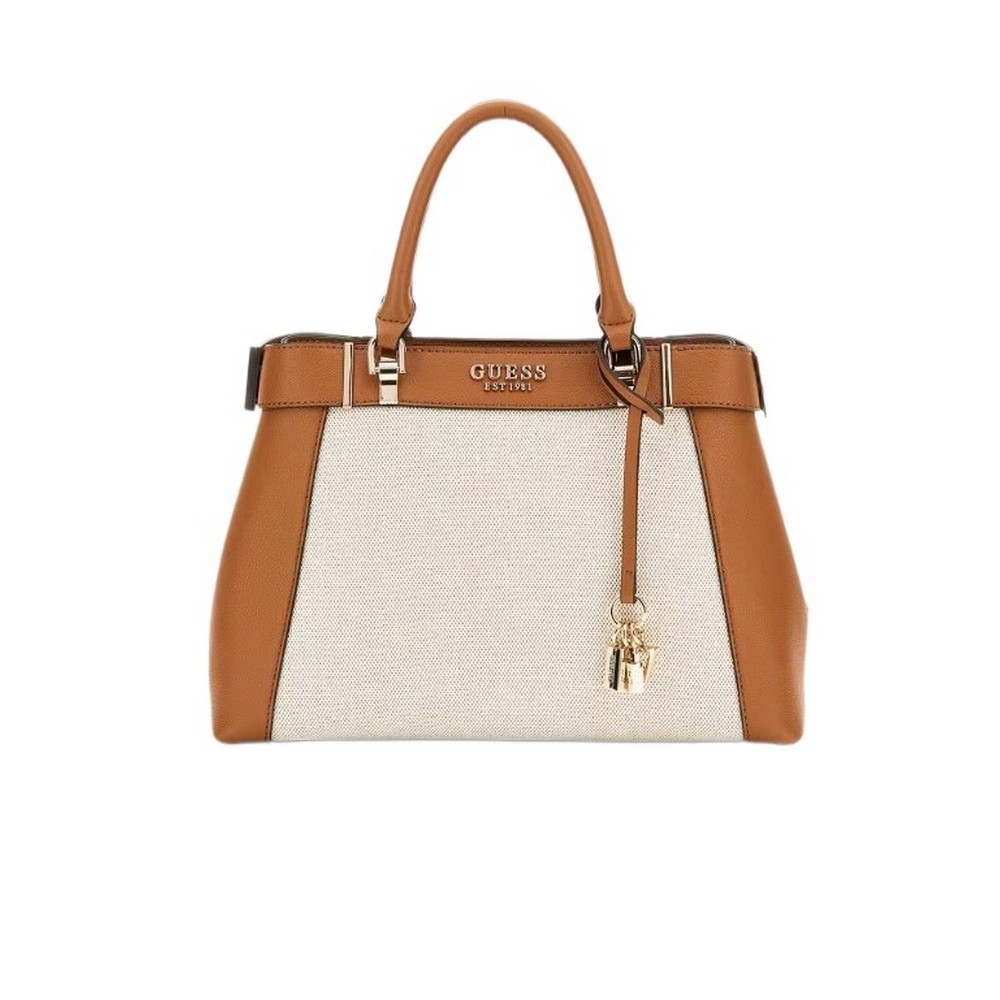 GUESS ANADELA 3 COMP SATCHEL ΤΣΑΝΤΑ ΓΥΝΑΙΚΕΙΑ COGNAC