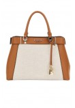 GUESS ANADELA 3 COMP SATCHEL ΤΣΑΝΤΑ ΓΥΝΑΙΚΕΙΑ COGNAC