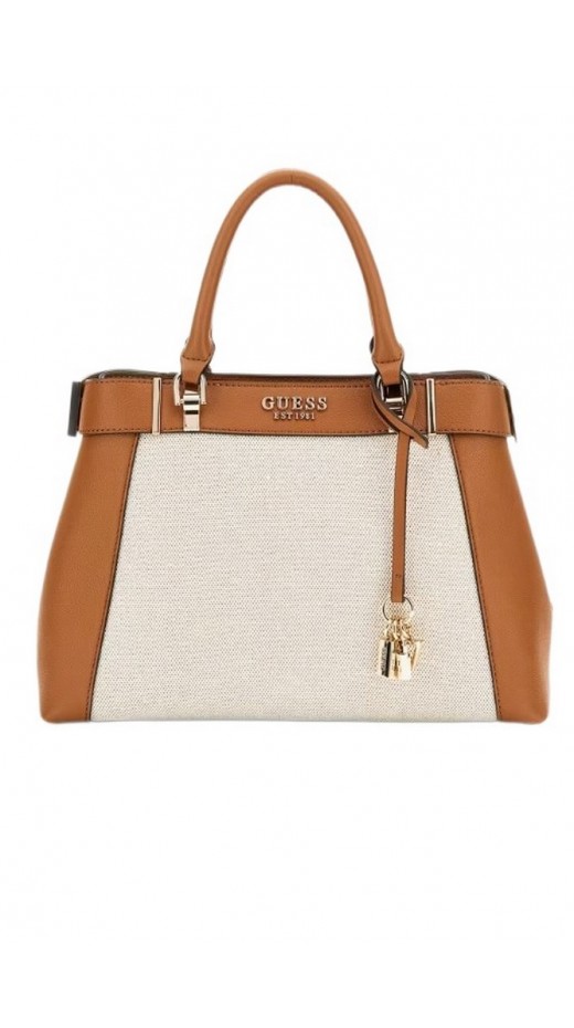 GUESS ANADELA 3 COMP SATCHEL ΤΣΑΝΤΑ ΓΥΝΑΙΚΕΙΑ COGNAC