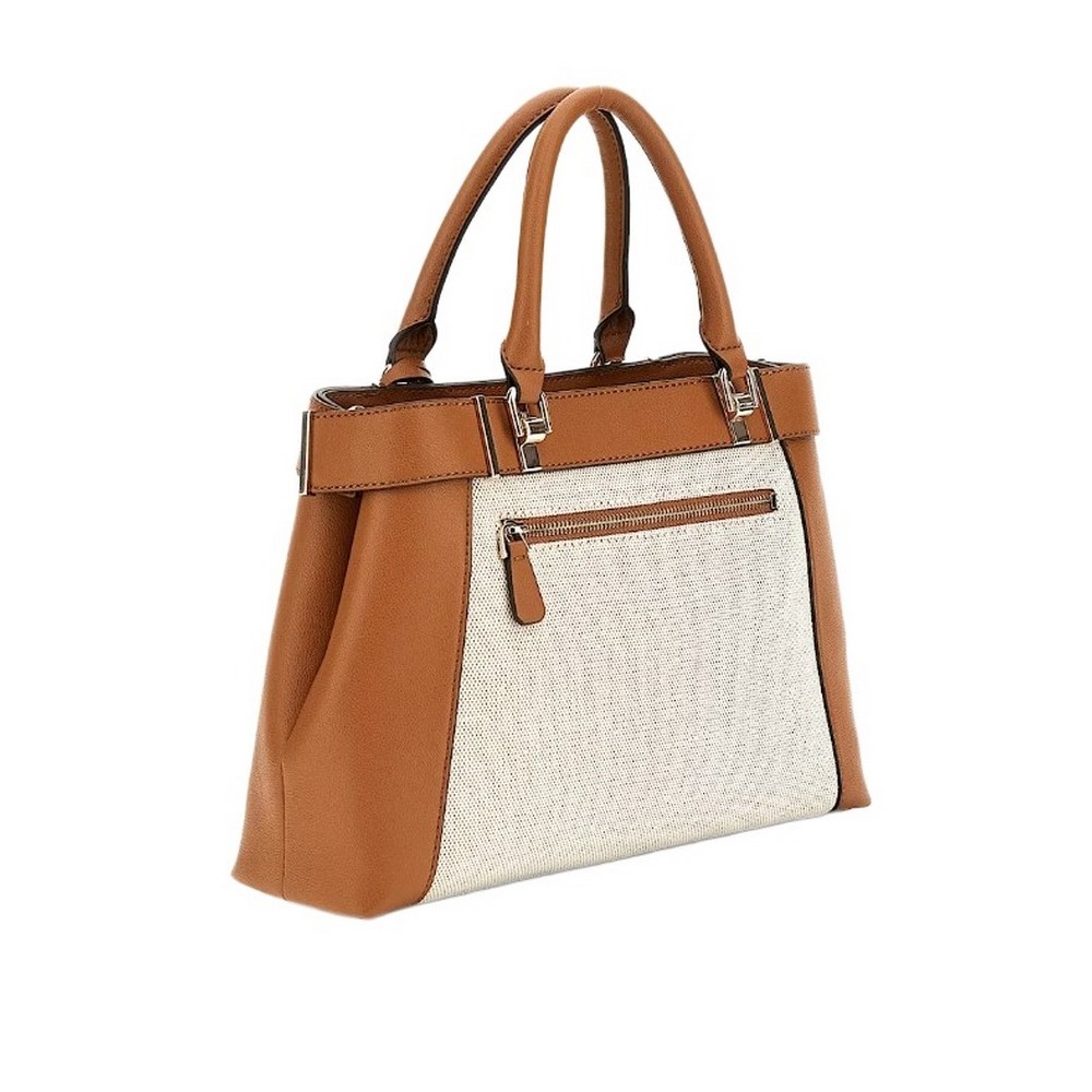 GUESS ANADELA 3 COMP SATCHEL ΤΣΑΝΤΑ ΓΥΝΑΙΚΕΙΑ COGNAC