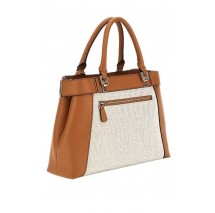 GUESS ANADELA 3 COMP SATCHEL ΤΣΑΝΤΑ ΓΥΝΑΙΚΕΙΑ COGNAC