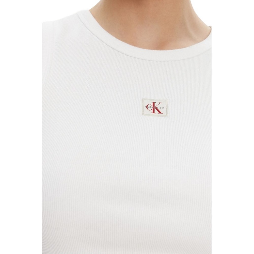 CALVIN KLEIN JEANS A WVN LBL 2X2 CTTN ΜΤΟΠ ΓΥΝΑΙΚΕΙΟ WHITE