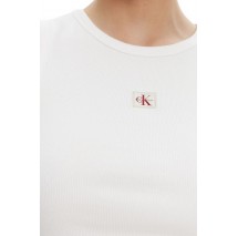 CALVIN KLEIN JEANS A WVN LBL 2X2 CTTN ΜΤΟΠ ΓΥΝΑΙΚΕΙΟ WHITE