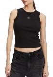 CALVIN KLEIN JEANS A WVN LBL 2X2 CTTN ΜΤΟΠ ΓΥΝΑΙΚΕΙΟ BLACK
