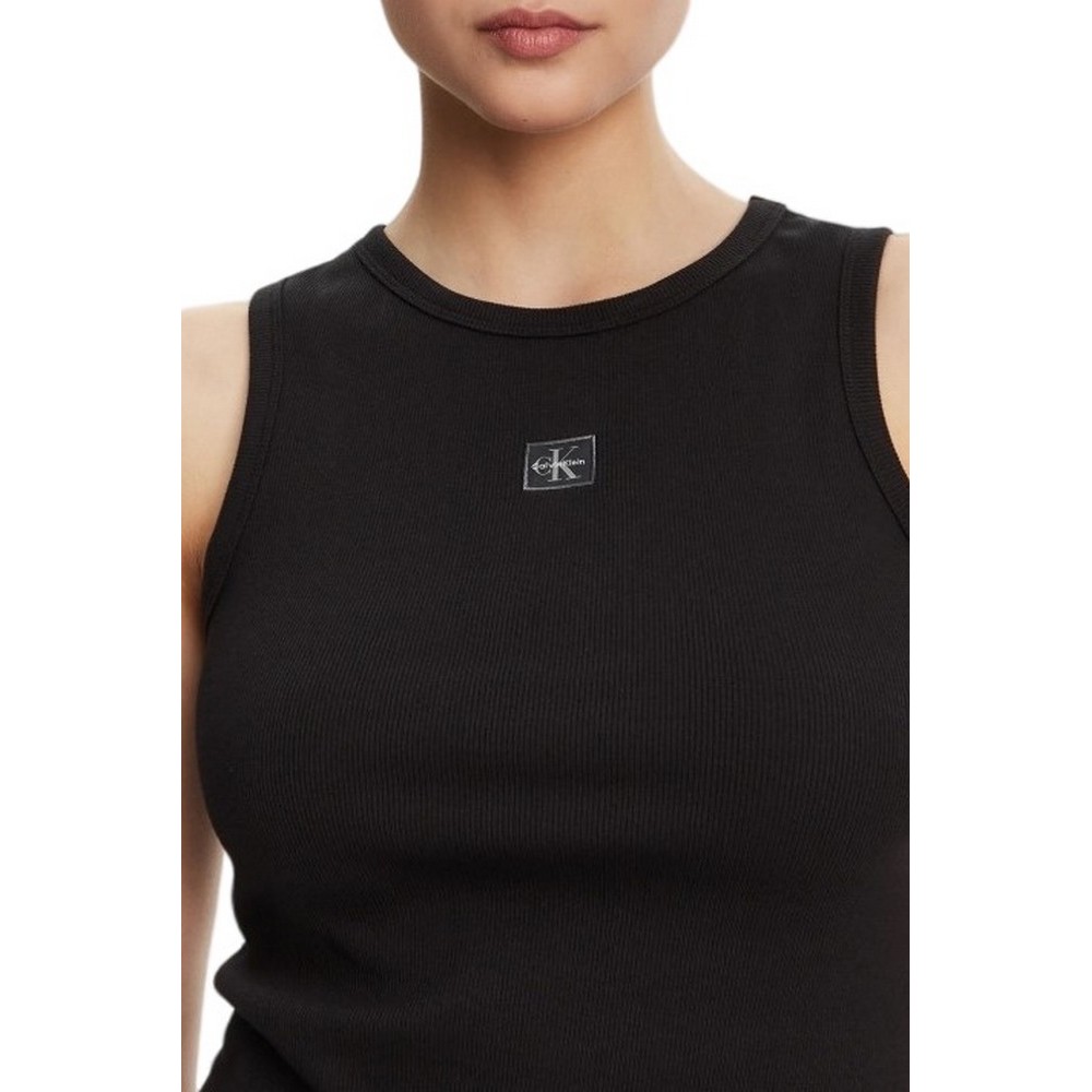 CALVIN KLEIN JEANS A WVN LBL 2X2 CTTN ΜΤΟΠ ΓΥΝΑΙΚΕΙΟ BLACK