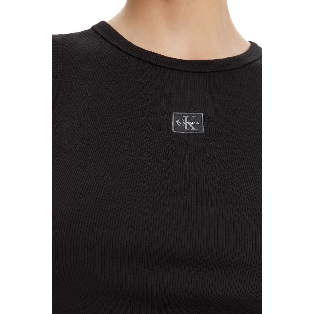 CALVIN KLEIN JEANS A WVN LBL 2X2 CTTN ΜΤΟΠ ΓΥΝΑΙΚΕΙΟ BLACK