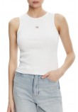 CALVIN KLEIN JEANS A WVN LBL 2X2 CTTN ΜΤΟΠ ΓΥΝΑΙΚΕΙΟ WHITE