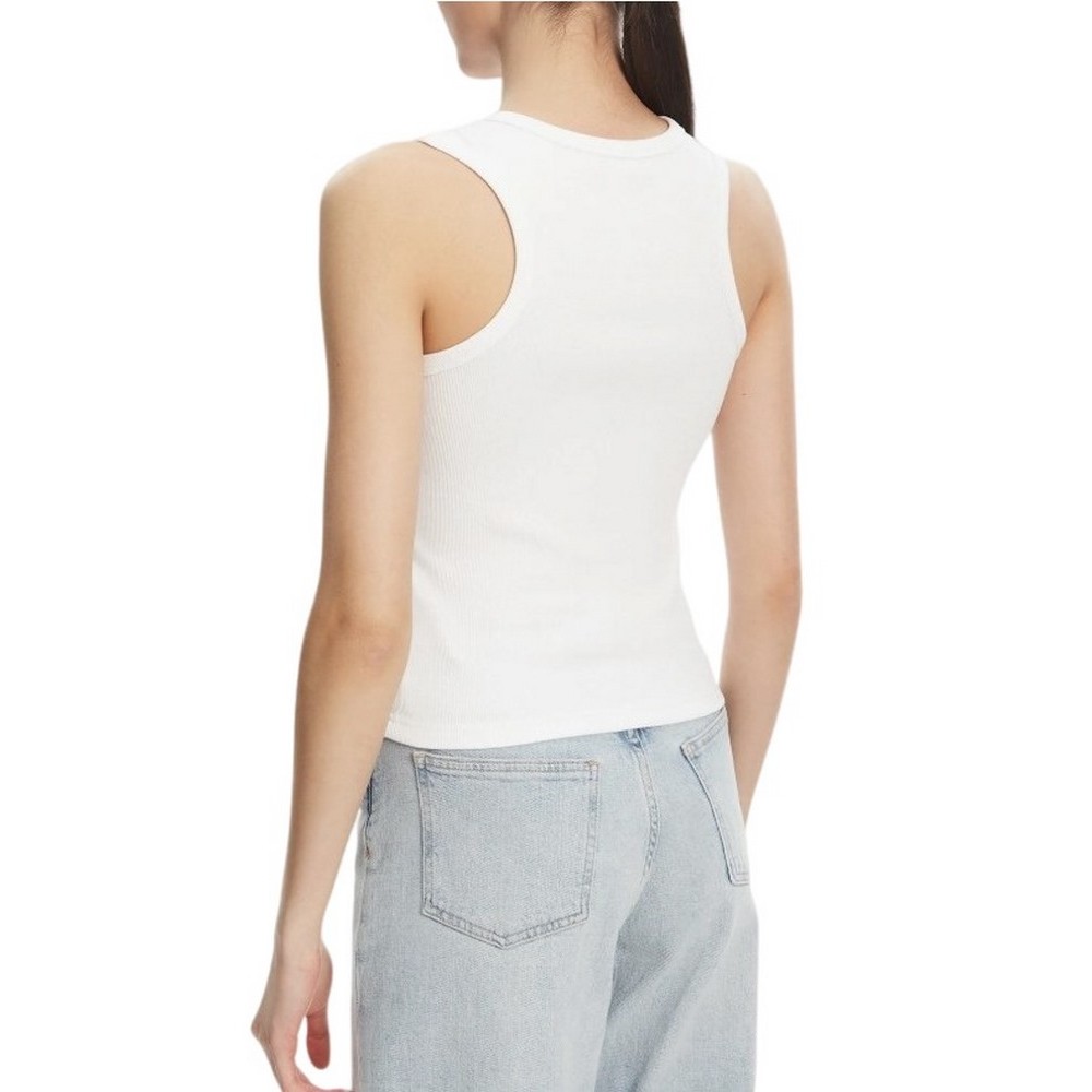 CALVIN KLEIN JEANS A WVN LBL 2X2 CTTN ΜΤΟΠ ΓΥΝΑΙΚΕΙΟ WHITE