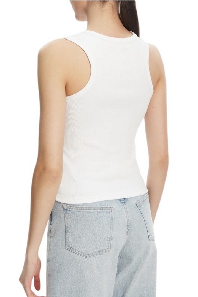 CALVIN KLEIN JEANS A WVN LBL 2X2 CTTN ΜΤΟΠ ΓΥΝΑΙΚΕΙΟ WHITE