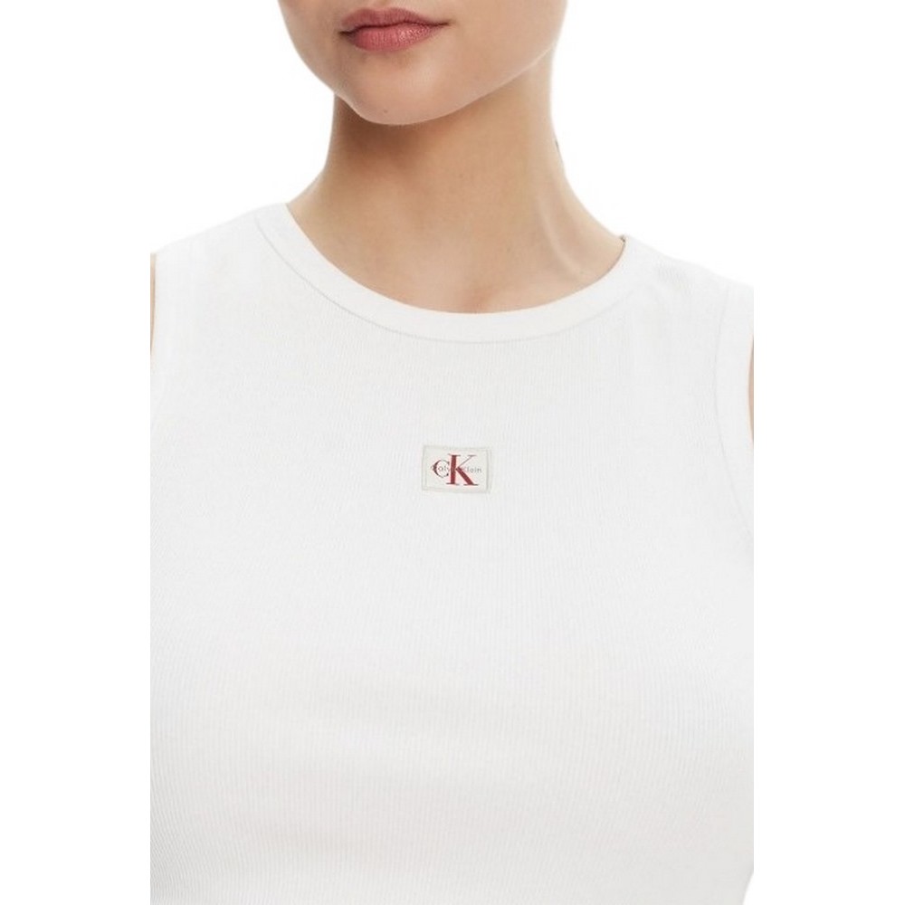 CALVIN KLEIN JEANS A WVN LBL 2X2 CTTN ΜΤΟΠ ΓΥΝΑΙΚΕΙΟ WHITE