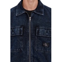 CALVIN KLEIN JEANS BOXY PADDED ZIP SHIRT JACKET ΜΠΟΥΦΑΝ ΑΝΔΡΙΚΟ BLUΕ DENIM