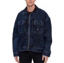 CALVIN KLEIN JEANS BOXY PADDED ZIP SHIRT JACKET ΜΠΟΥΦΑΝ ΑΝΔΡΙΚΟ BLUΕ DENIM