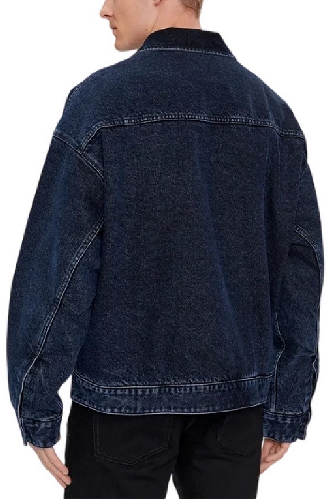 CALVIN KLEIN JEANS BOXY PADDED ZIP SHIRT JACKET ΜΠΟΥΦΑΝ ΑΝΔΡΙΚΟ BLUΕ DENIM