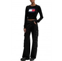 TOMMY JEANS SPARKLE FLAG SWEATER EXT ΜΠΛΟΥΖΑ ΠΛΕΚΤΗ ΓΥΝΑΙΚΕΙΑ BLACK