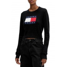 TOMMY JEANS SPARKLE FLAG SWEATER EXT ΜΠΛΟΥΖΑ ΠΛΕΚΤΗ ΓΥΝΑΙΚΕΙΑ BLACK