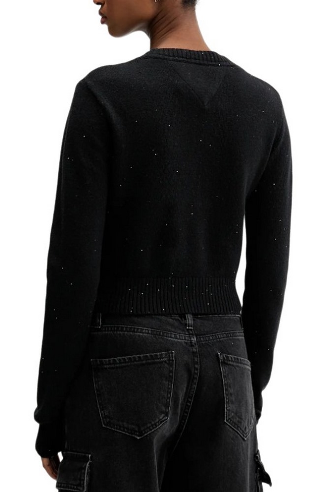 TOMMY JEANS SPARKLE FLAG SWEATER EXT ΜΠΛΟΥΖΑ ΠΛΕΚΤΗ ΓΥΝΑΙΚΕΙΑ BLACK