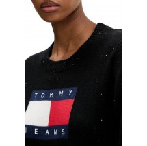 TOMMY JEANS SPARKLE FLAG SWEATER EXT ΜΠΛΟΥΖΑ ΠΛΕΚΤΗ ΓΥΝΑΙΚΕΙΑ BLACK
