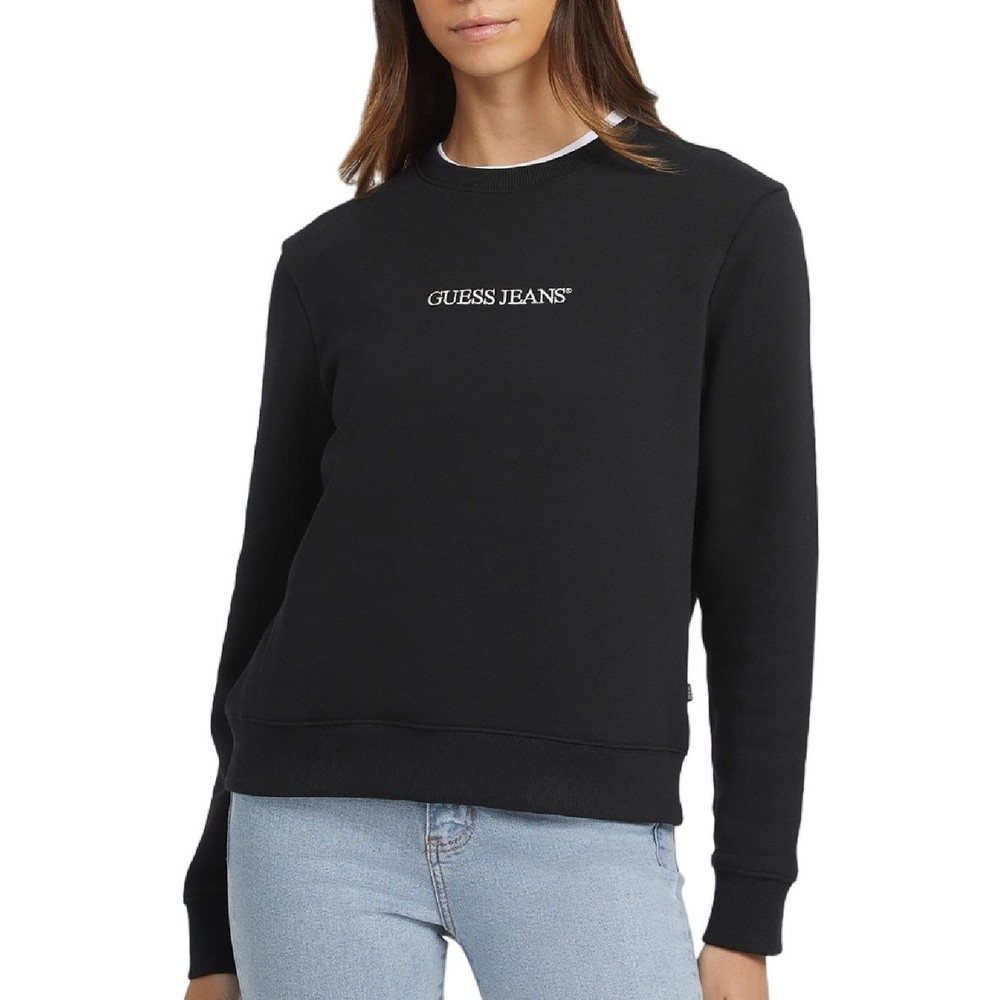 GUESS JEANS CN REG LOGO EMB SWEAT ΦΟΥΤΕΡ ΜΠΛΟΥΖΑ ΓΥΝΑΙΚΕΙΑ BLACK