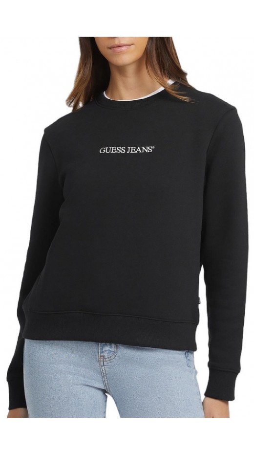 GUESS JEANS CN REG LOGO EMB SWEAT ΦΟΥΤΕΡ ΜΠΛΟΥΖΑ ΓΥΝΑΙΚΕΙΑ BLACK