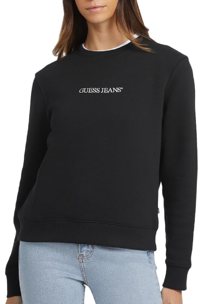 GUESS JEANS CN REG LOGO EMB SWEAT ΦΟΥΤΕΡ ΜΠΛΟΥΖΑ ΓΥΝΑΙΚΕΙΑ BLACK