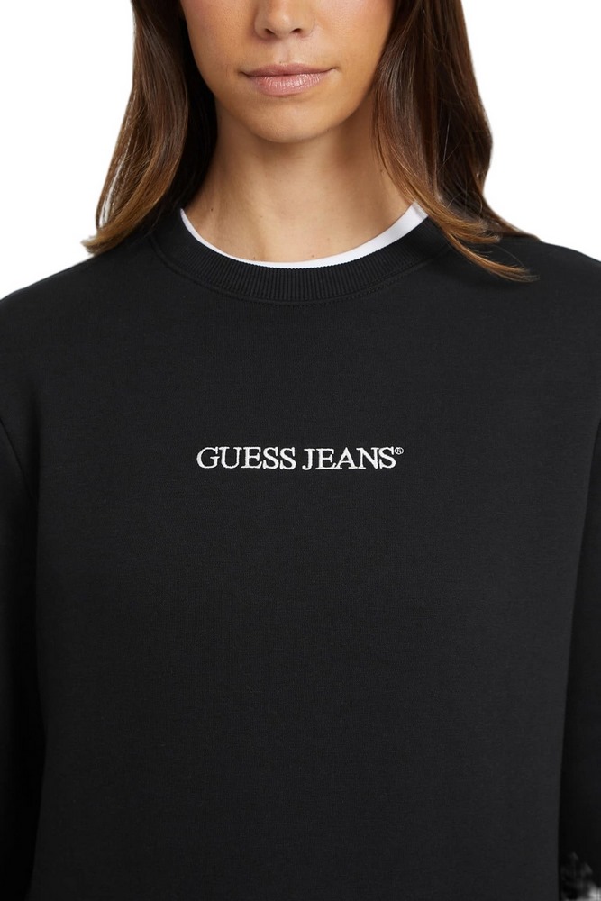 GUESS JEANS CN REG LOGO EMB SWEAT ΦΟΥΤΕΡ ΜΠΛΟΥΖΑ ΓΥΝΑΙΚΕΙΑ BLACK
