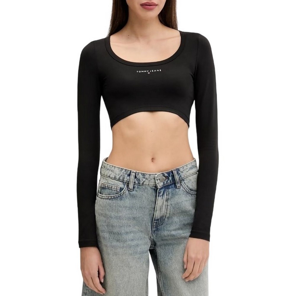 TOMMY JEANS SLIM SP CRP LINEAR LS TEE ΜΠΛΟΥΖΑ ΓΥΝΑΙΚΕΙΑ BLACK
