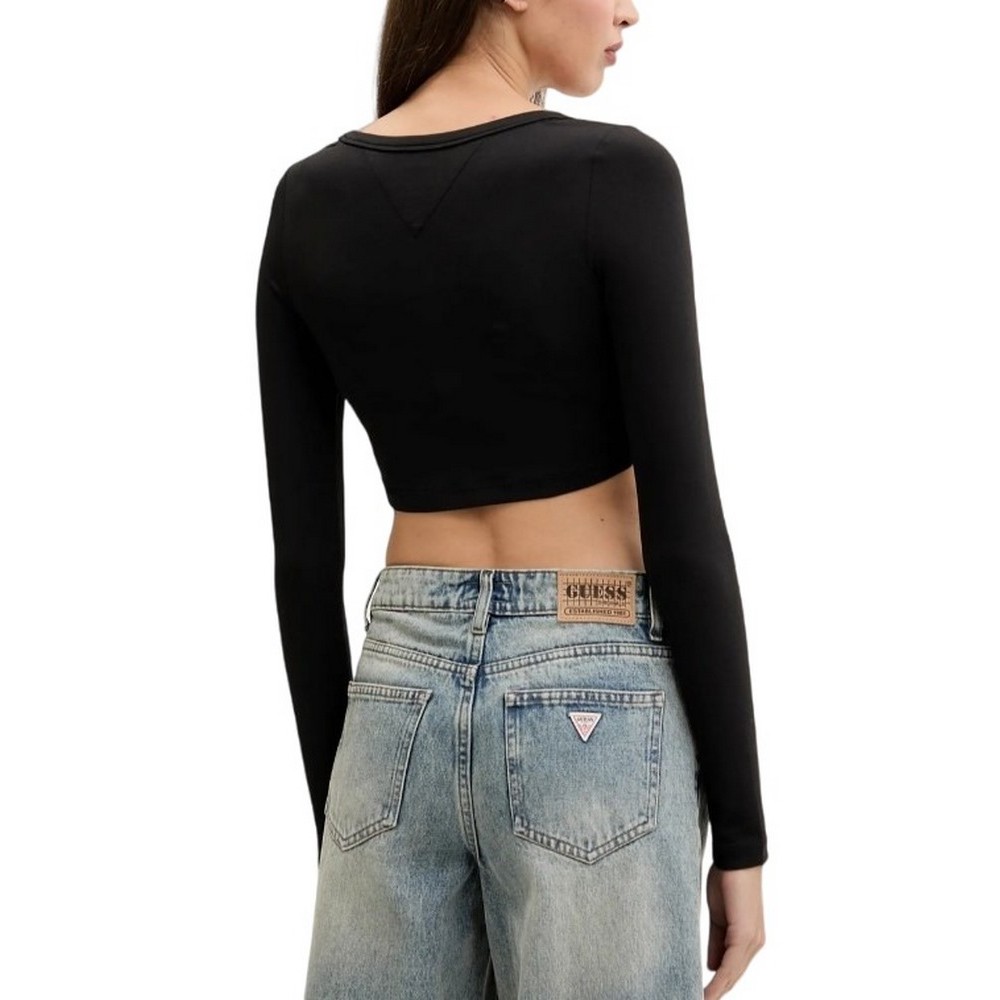 TOMMY JEANS SLIM SP CRP LINEAR LS TEE ΜΠΛΟΥΖΑ ΓΥΝΑΙΚΕΙΑ BLACK