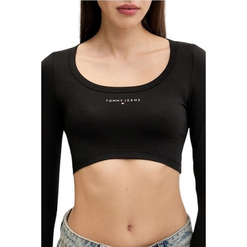 TOMMY JEANS SLIM SP CRP LINEAR LS TEE ΜΠΛΟΥΖΑ ΓΥΝΑΙΚΕΙΑ BLACK