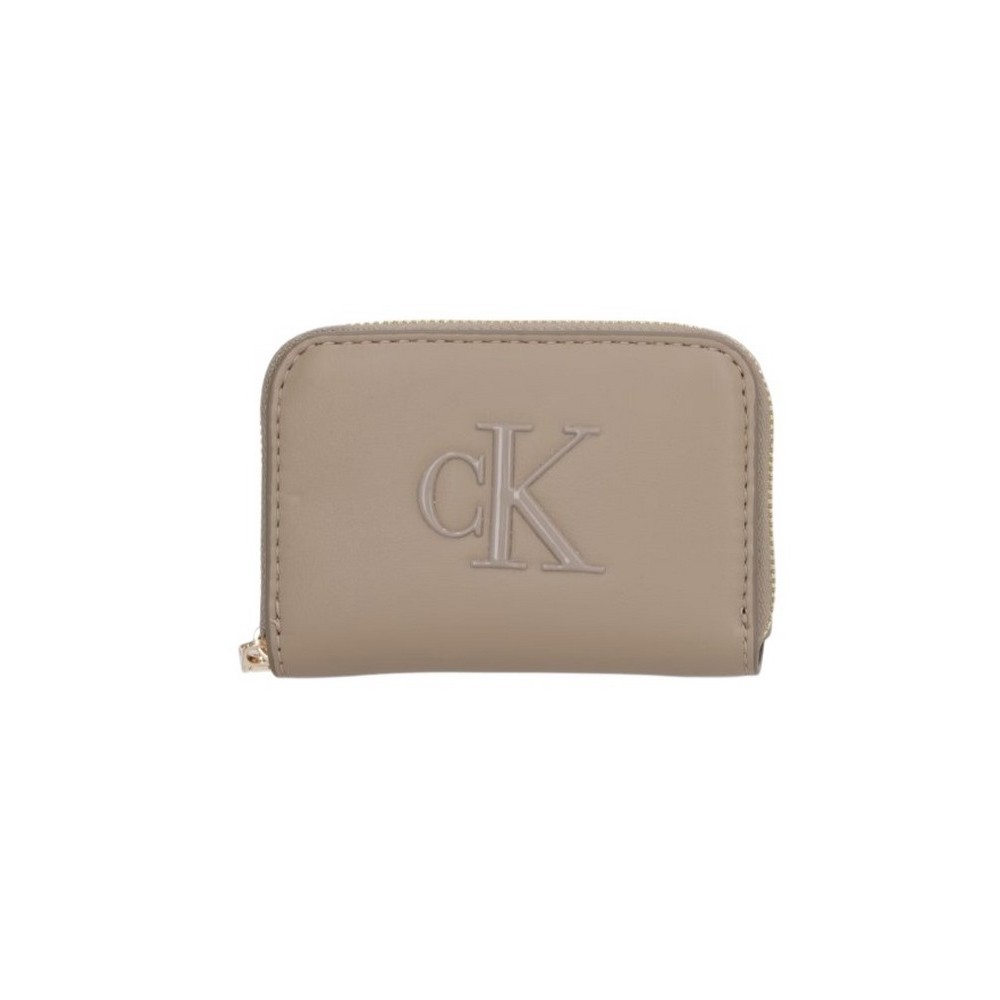 CALVIN KLEIN JEANS BOLD CK MEDIUM ZIP AROUND ΠΟΡΤΟΦΟΛΙ ΓΥΝΑΙΚΕΙΟ TAUPE
