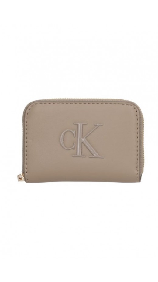 CALVIN KLEIN JEANS BOLD CK MEDIUM ZIP AROUND ΠΟΡΤΟΦΟΛΙ ΓΥΝΑΙΚΕΙΟ TAUPE