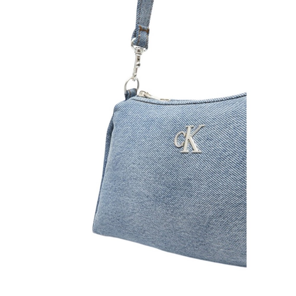 CALVIN KLEIN DENIM LAYLA SHOULDER BAG SM ΤΣΑΝΤΑ ΓΥΝΑΙΚΕΙΑ BLUΕ DENIM
