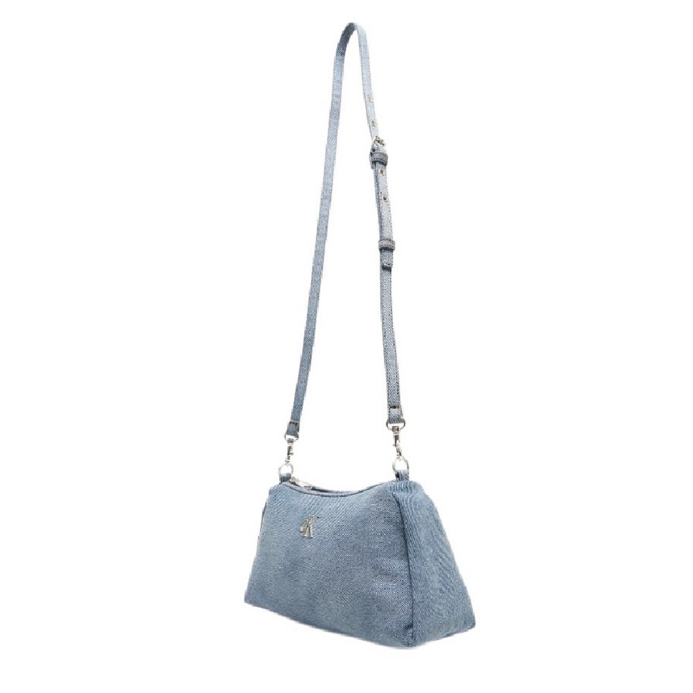 CALVIN KLEIN DENIM LAYLA SHOULDER BAG SM ΤΣΑΝΤΑ ΓΥΝΑΙΚΕΙΑ BLUΕ DENIM