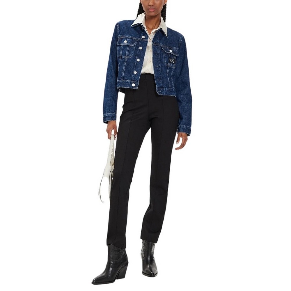 CALVIN KLEIN JEANS CROPPED 90\'S DENIM JACKET ΜΠΟΥΦΑΝ ΓΥΝΑΙΚΕΙΟ BLUΕ DENIM