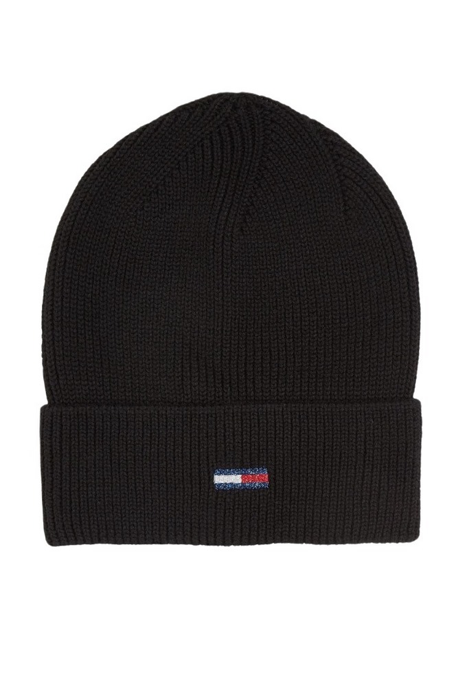 TOMMY HILGIGER TJW FLAG BEANIE ΣΚΟΥΦΟΣ ΓΥΝΑΙΚΕΙΟΣ BLACK