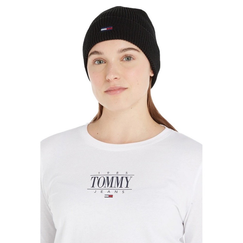 TOMMY HILGIGER TJW FLAG BEANIE ΣΚΟΥΦΟΣ ΓΥΝΑΙΚΕΙΟΣ BLACK