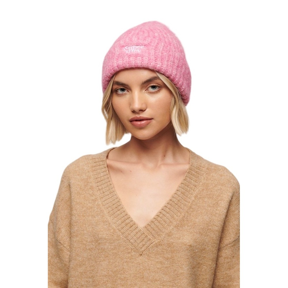 SUPERDRY D3 SDRY RIB KNIT BEANIE HAT ΣΚΟΥΦΟΣ  ΓΥΝΑΙΚΕΙΟΣ PINK