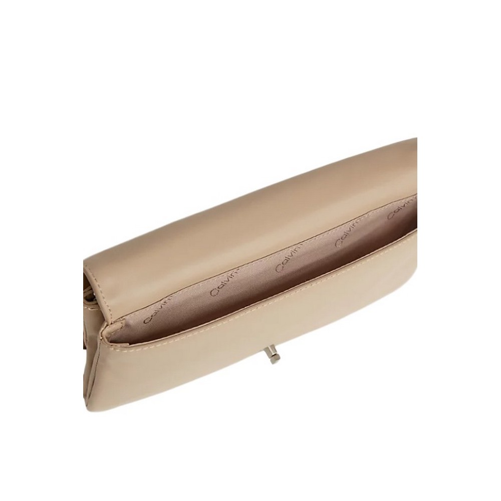 CALVIN KLEIN JEANS RE-LOCK DOUBLE GUSETTE ΤΣΑΝΤΑ ΓΥΝΑΙΚΕΙΑ BEIGE