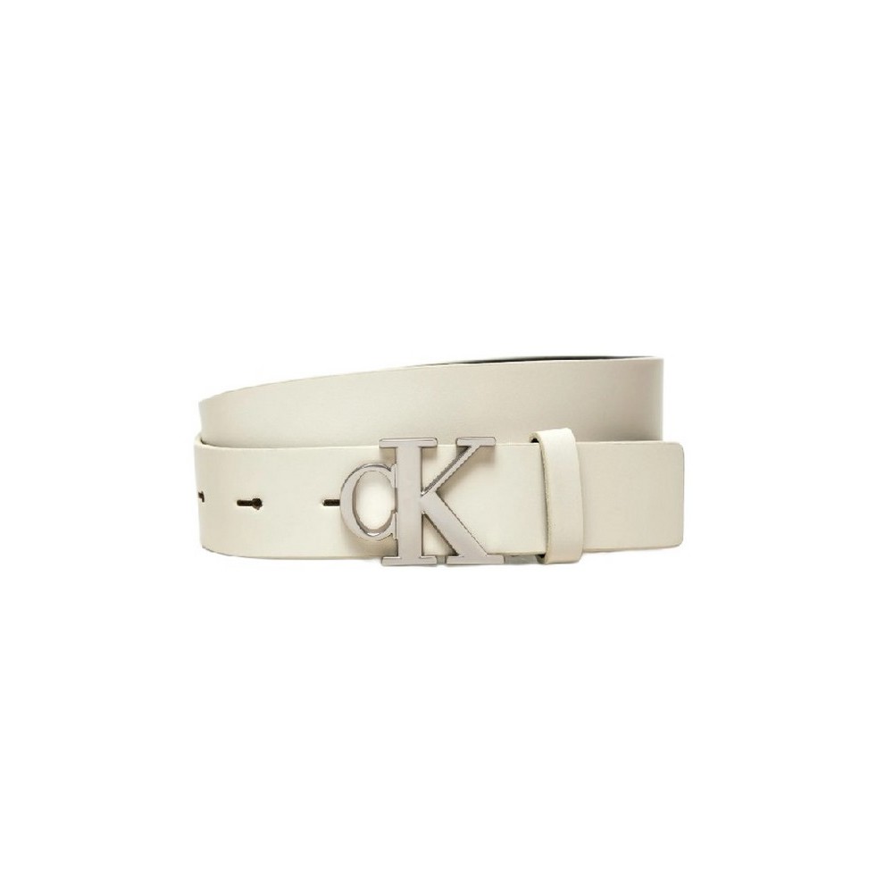 CALVIN KLEIN JEANS MONO PLAQUE LTHR BELT 30MM ΖΩΝΗ ΓΥΝΑΙΚΕΙΑ WHITE