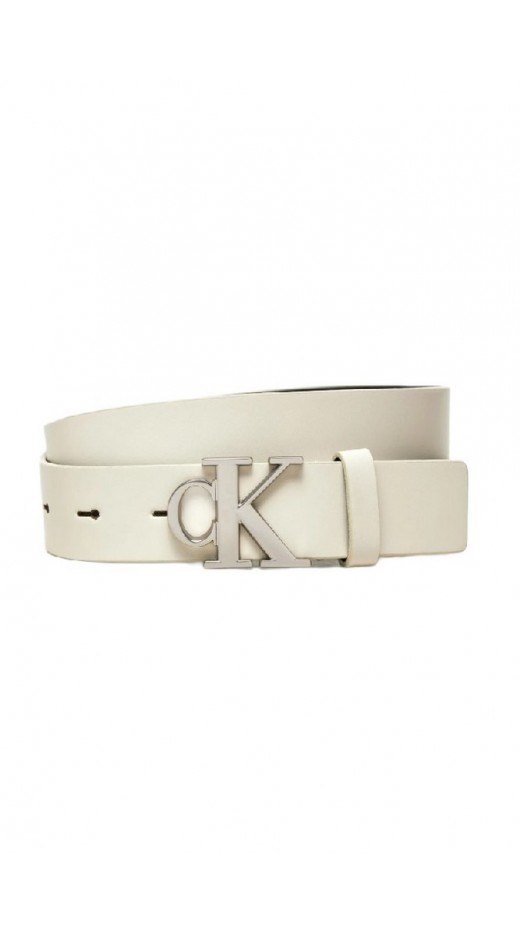 CALVIN KLEIN JEANS MONO PLAQUE LTHR BELT 30MM ΖΩΝΗ ΓΥΝΑΙΚΕΙΑ WHITE