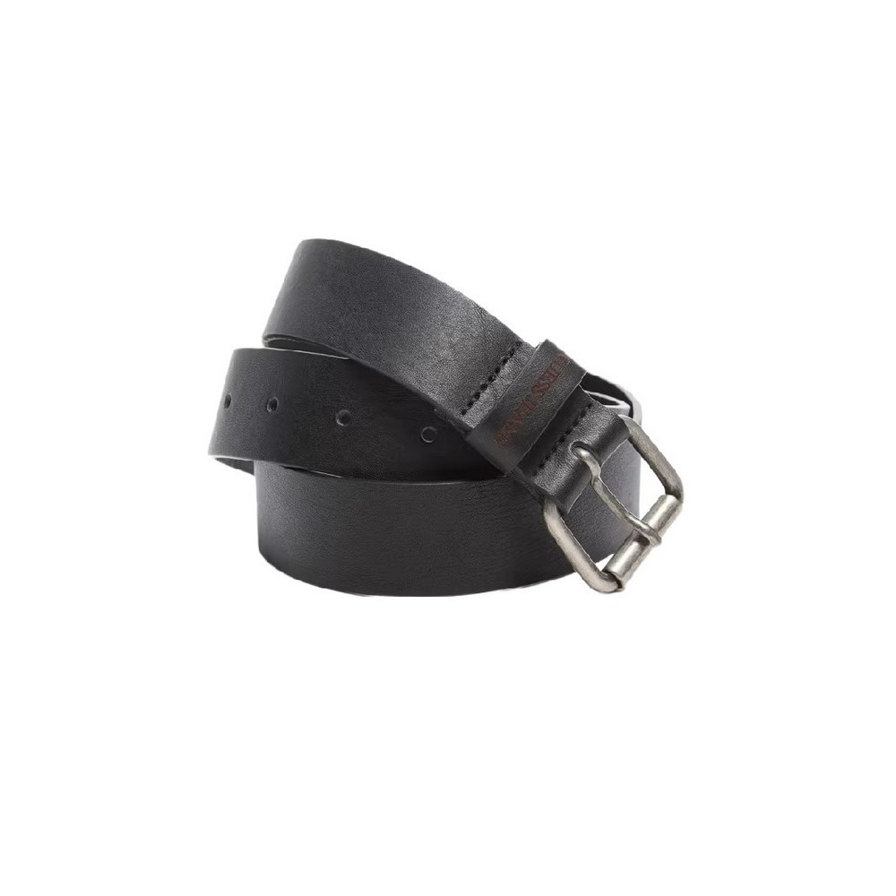 GJ HAMMERED LEATHER BELT ΖΩΝΗ ΑΝΔΡΙΚΗ UNISEX BLACK