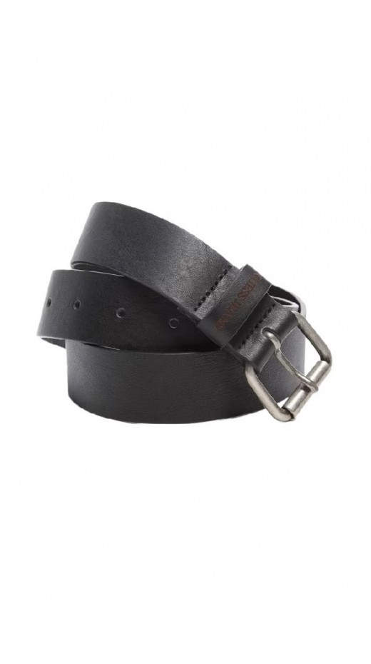 GJ HAMMERED LEATHER BELT ΖΩΝΗ ΑΝΔΡΙΚΗ UNISEX BLACK