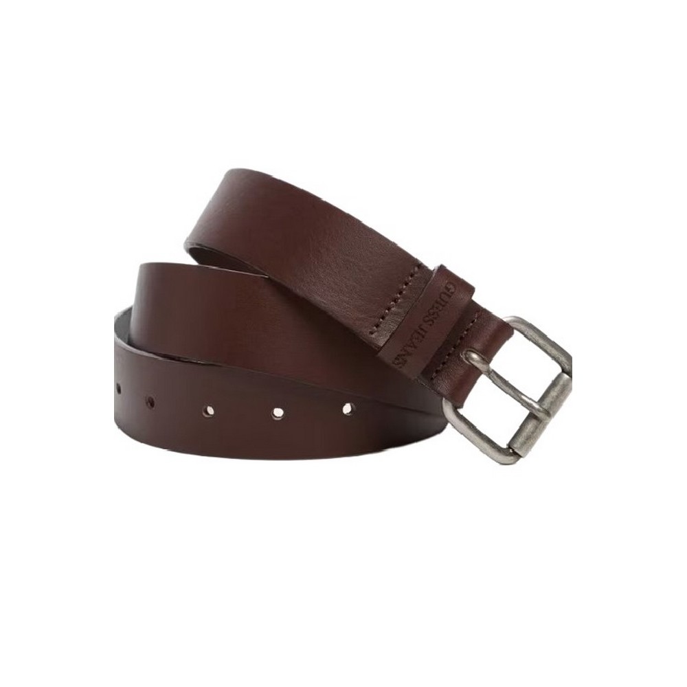 GJ HAMMERED LEATHER BELT ΖΩΝΗ ΑΝΔΡΙΚΗ UNISEX BROWN