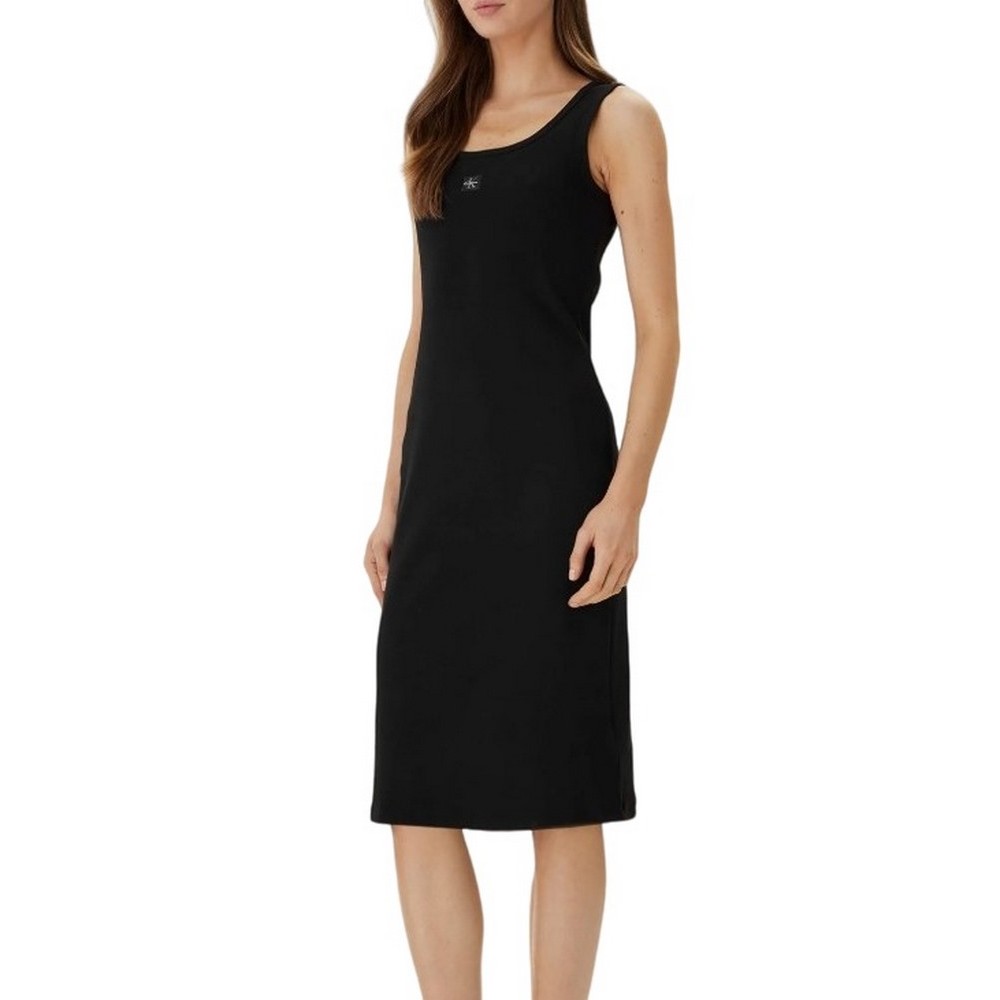 CALVIN KLEIN JEANS SL BABY RIB WOVEN LABEL SQUARE ΦΟΡΕΜΑ ΓΥΝΑΙΚΕΙΟ BLACK