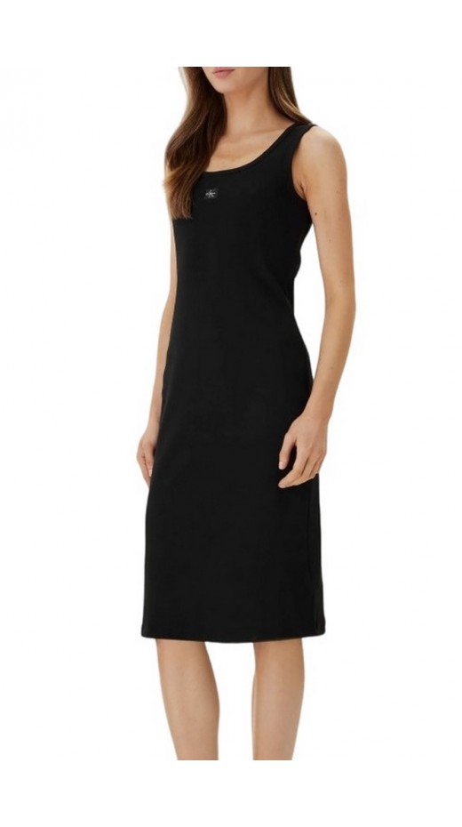CALVIN KLEIN JEANS SL BABY RIB WOVEN LABEL SQUARE ΦΟΡΕΜΑ ΓΥΝΑΙΚΕΙΟ BLACK