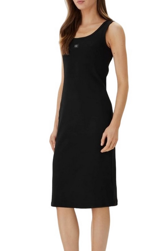 CALVIN KLEIN JEANS SL BABY RIB WOVEN LABEL SQUARE ΦΟΡΕΜΑ ΓΥΝΑΙΚΕΙΟ BLACK